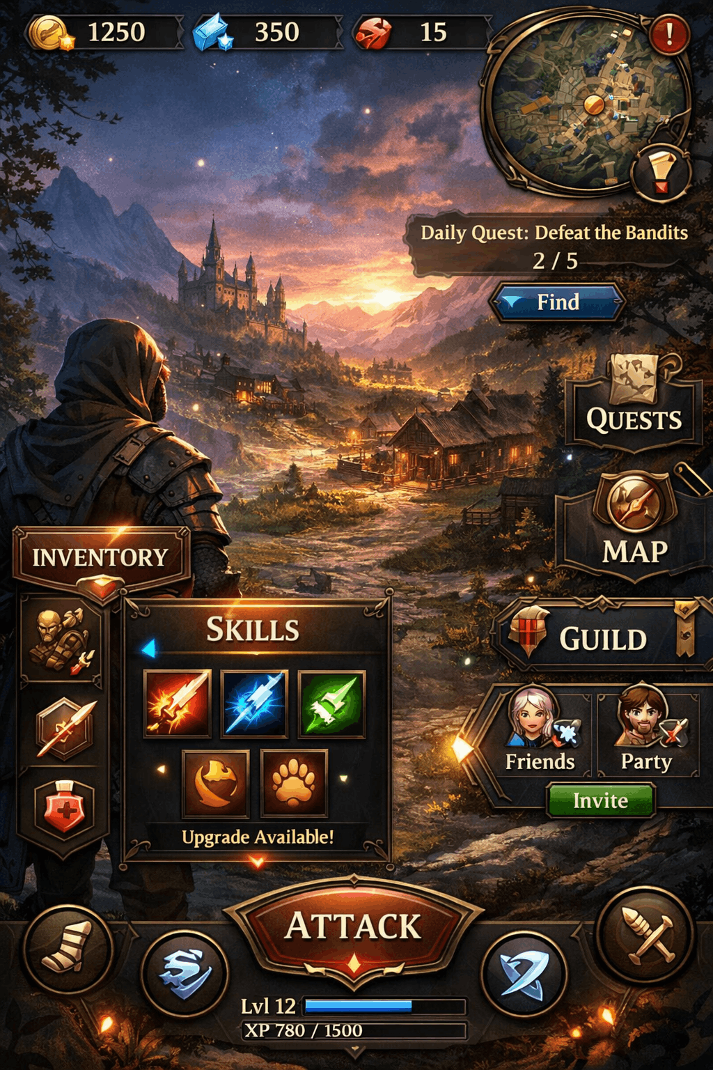 Projekt UI/UX gry RPG przygodowej
